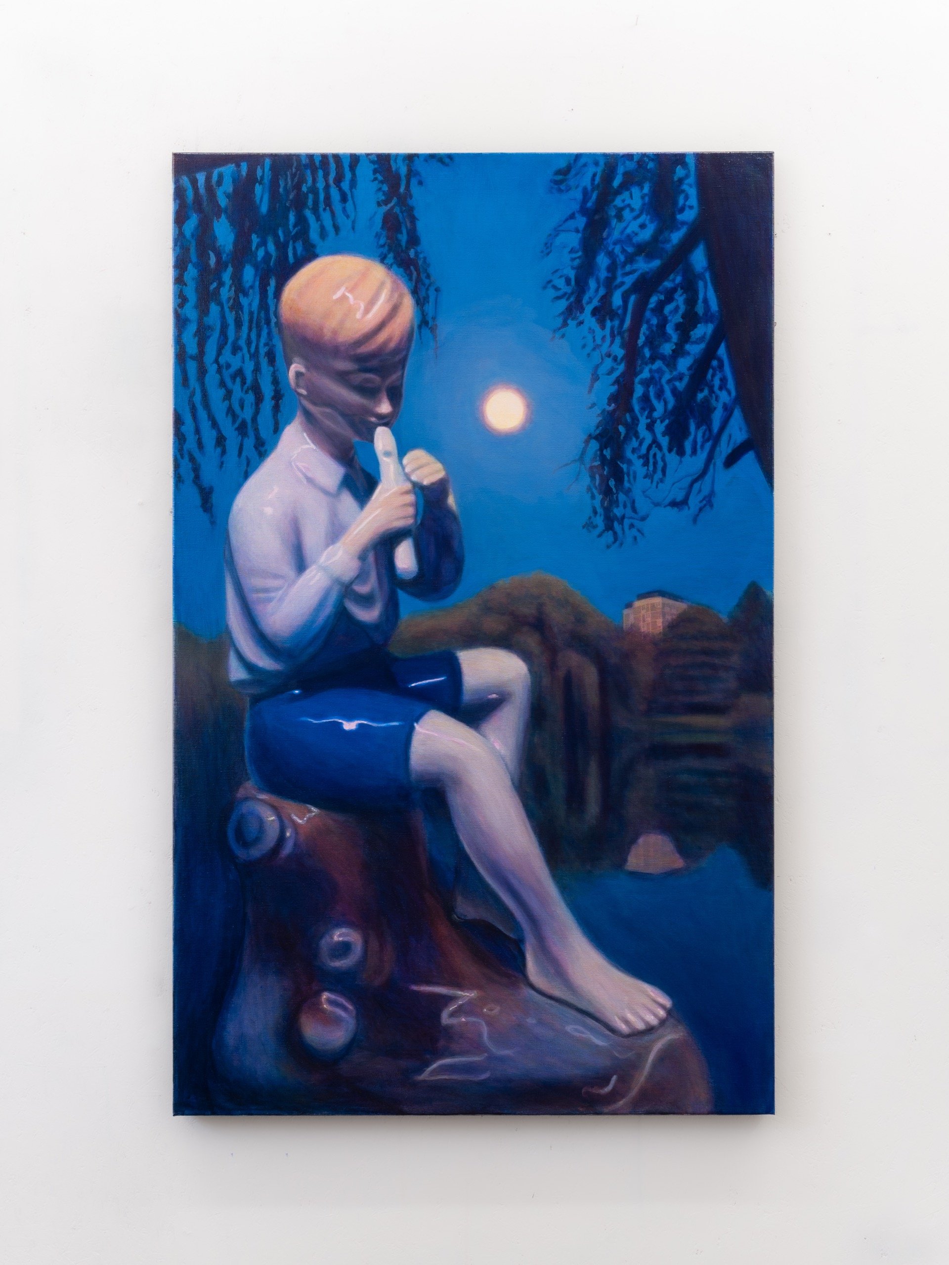 Peter Rolsted — En nat i Brønshøj, 2026. Acrylic on linen.